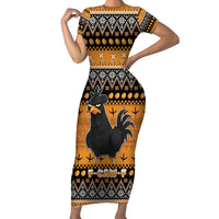 Chicken Christmas Short Sleeve Bodycon Dress F Caw F - Wonder Print Shop