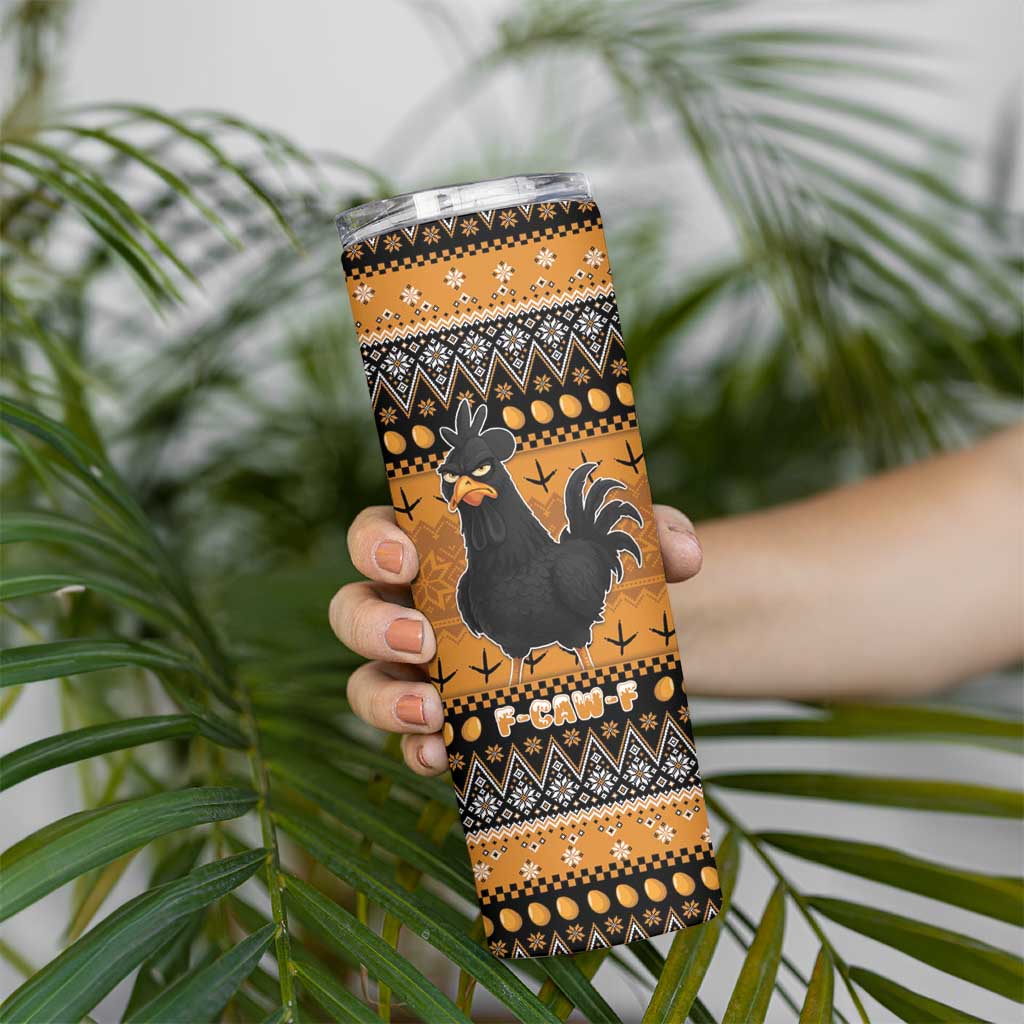 Chicken Christmas Skinny Tumbler F Caw F - Wonder Print Shop