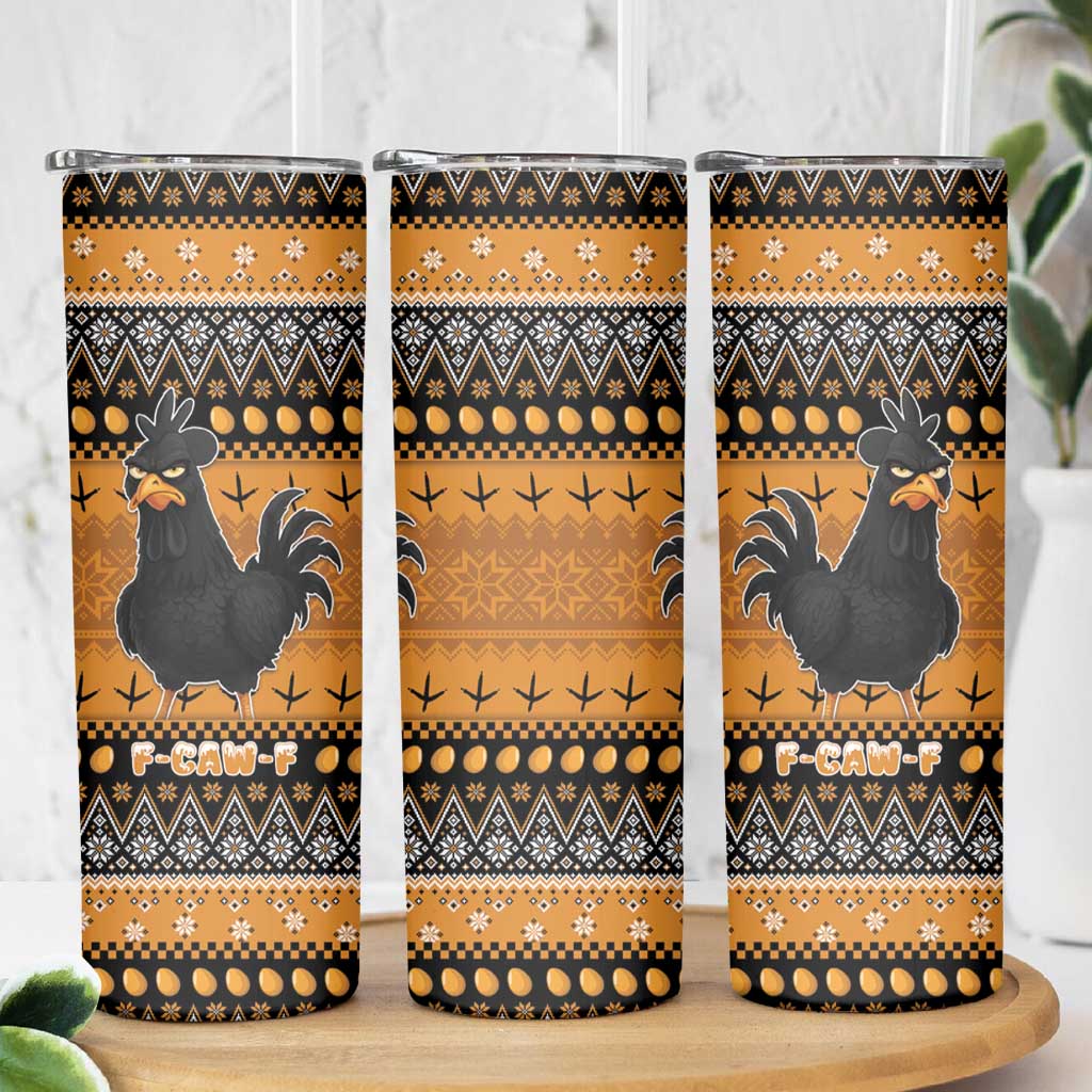 Chicken Christmas Skinny Tumbler F Caw F - Wonder Print Shop