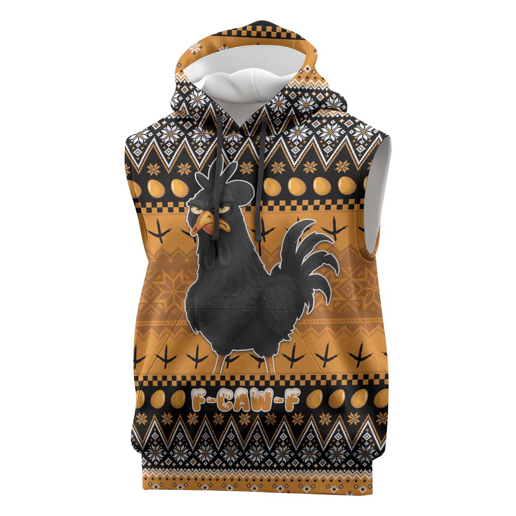 Chicken Christmas Sleeveless Hoodie F Caw F - Wonder Print Shop