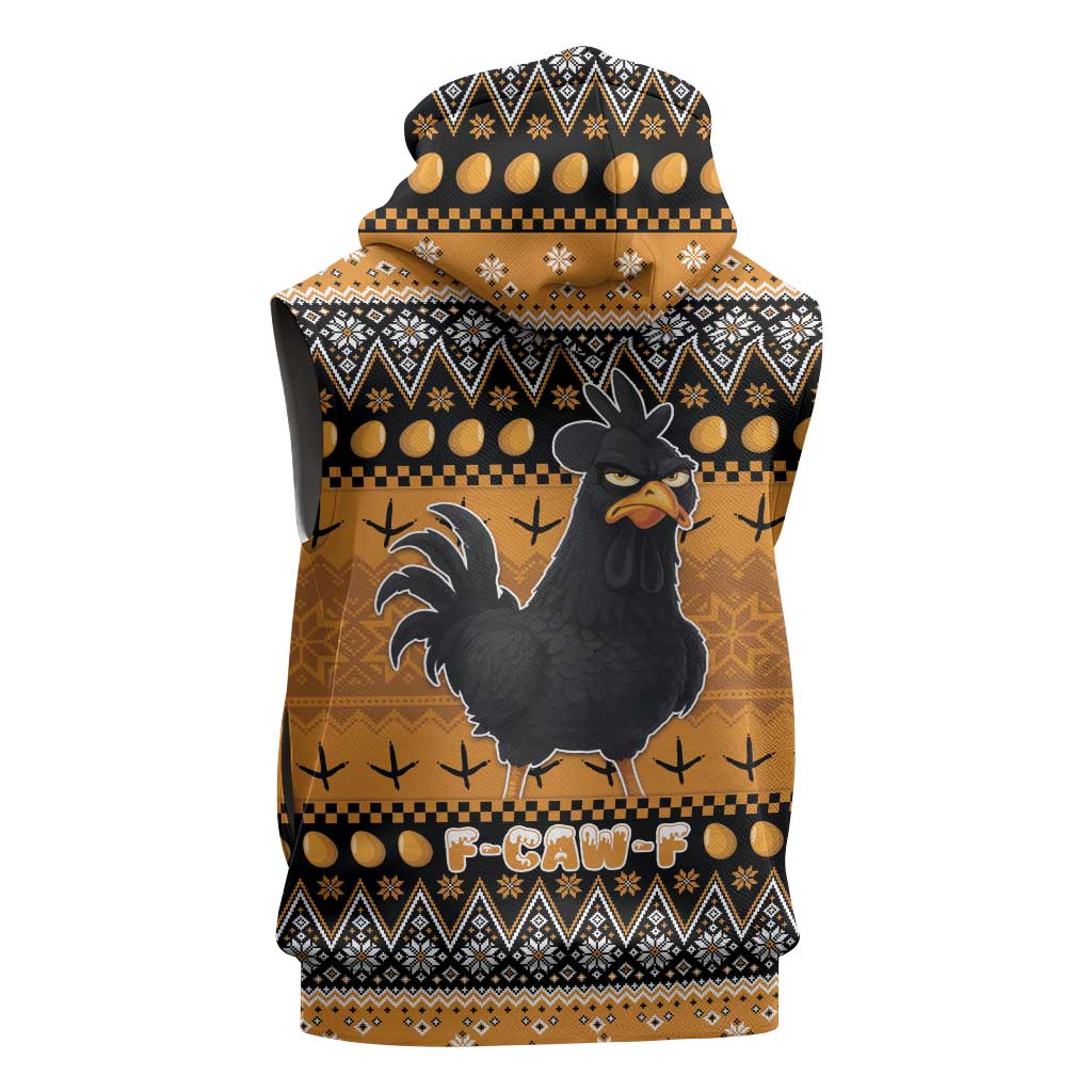 Chicken Christmas Sleeveless Hoodie F Caw F - Wonder Print Shop