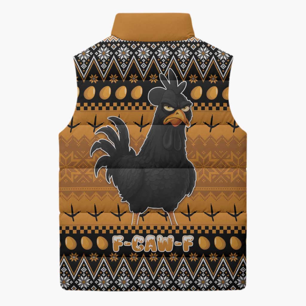 Chicken Christmas Sleeveless Puffer Jacket F Caw F - Wonder Print Shop