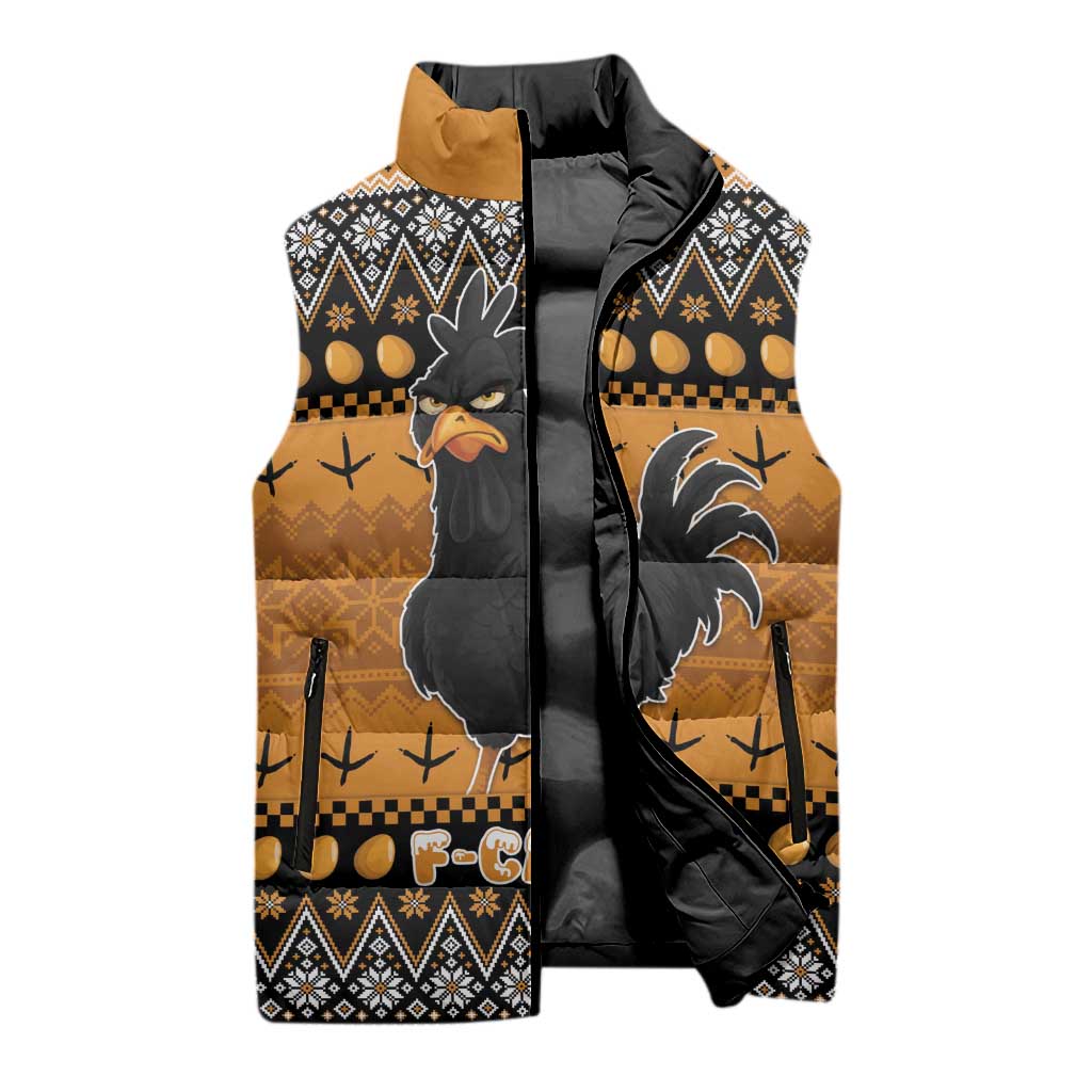 Chicken Christmas Sleeveless Puffer Jacket F Caw F - Wonder Print Shop
