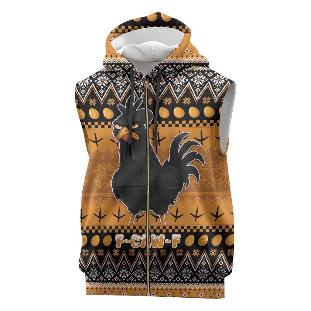 Chicken Christmas Sleeveless Zip Hoodie F Caw F - Wonder Print Shop