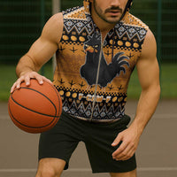 Chicken Christmas Sleeveless Zip Hoodie F Caw F - Wonder Print Shop