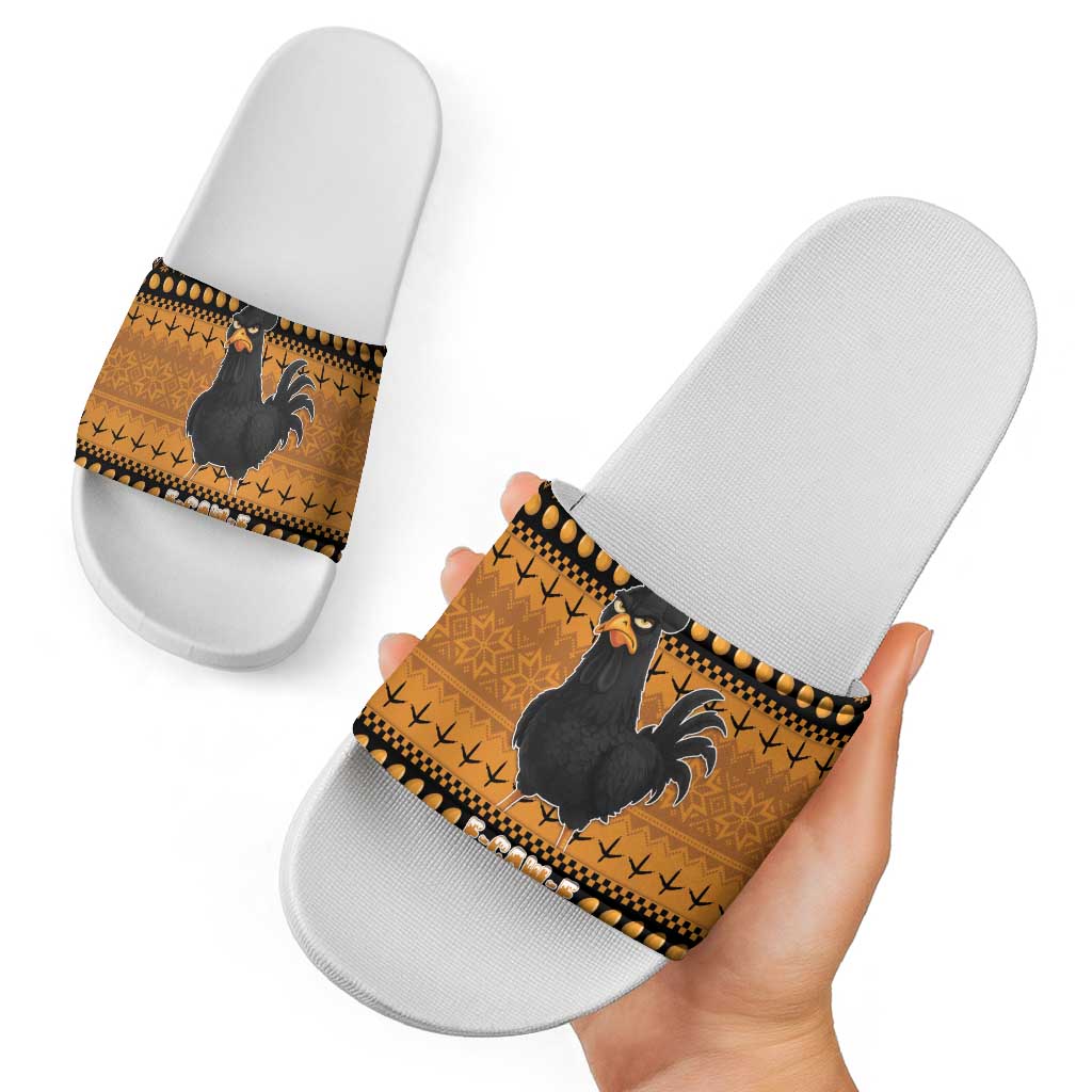 Chicken Christmas Slide Sandals F Caw F - Wonder Print Shop