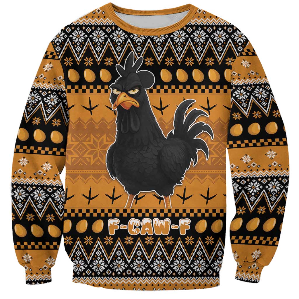 Chicken Christmas Sweatshirt F Caw F - Wonder Print Shop