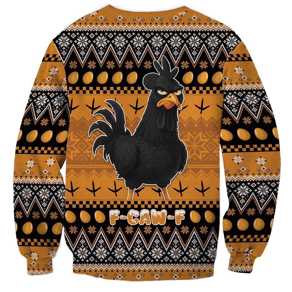 Chicken Christmas Sweatshirt F Caw F - Wonder Print Shop