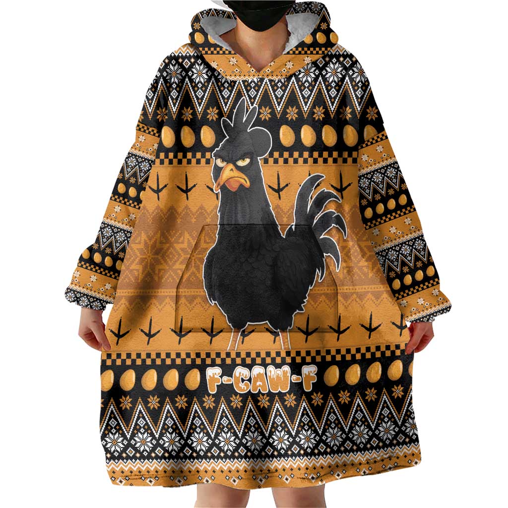 Chicken Christmas Wearable Blanket Hoodie F Caw F - Wonder Print Shop