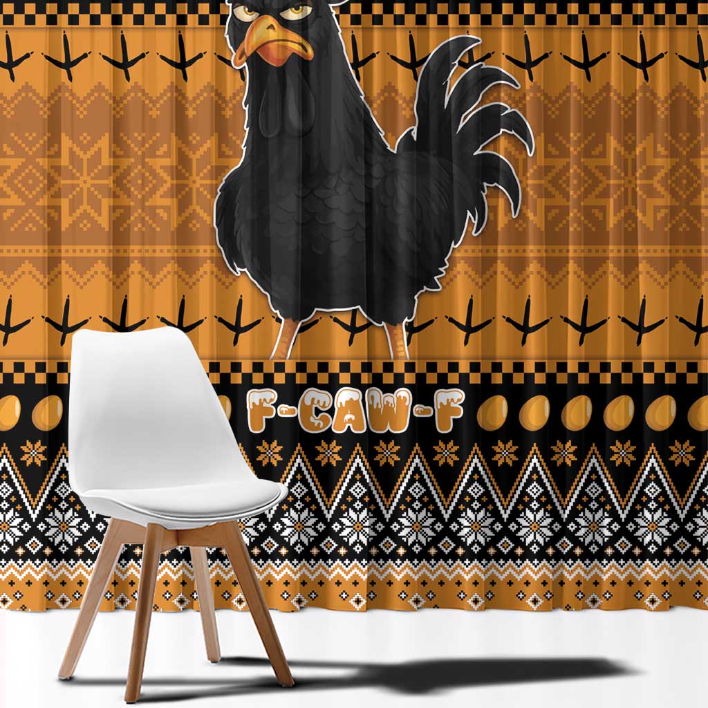 Chicken Christmas Window Curtain F Caw F - Wonder Print Shop