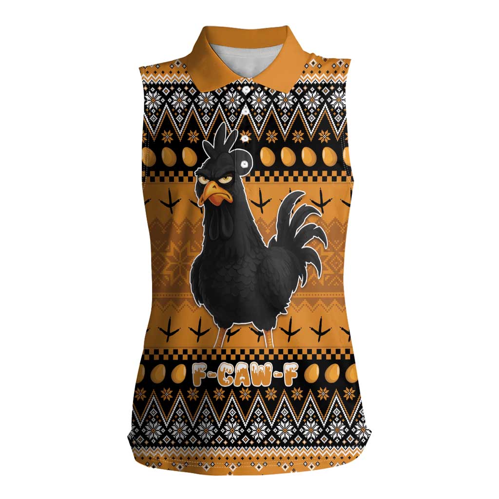 Chicken Christmas Women Sleeveless Polo Shirt F Caw F - Wonder Print Shop