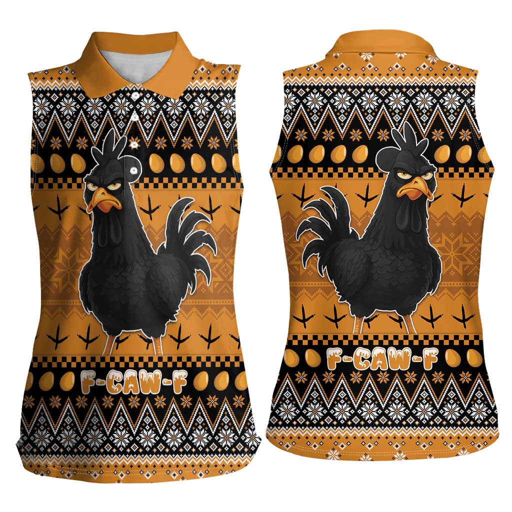 Chicken Christmas Women Sleeveless Polo Shirt F Caw F - Wonder Print Shop