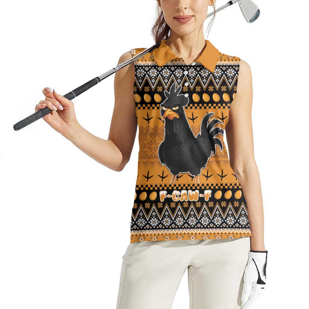 Chicken Christmas Women Sleeveless Polo Shirt F Caw F - Wonder Print Shop