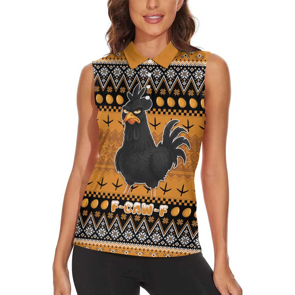 Chicken Christmas Women Sleeveless Polo Shirt F Caw F - Wonder Print Shop
