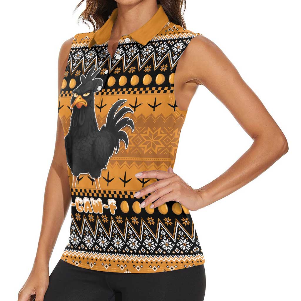 Chicken Christmas Women Sleeveless Polo Shirt F Caw F - Wonder Print Shop