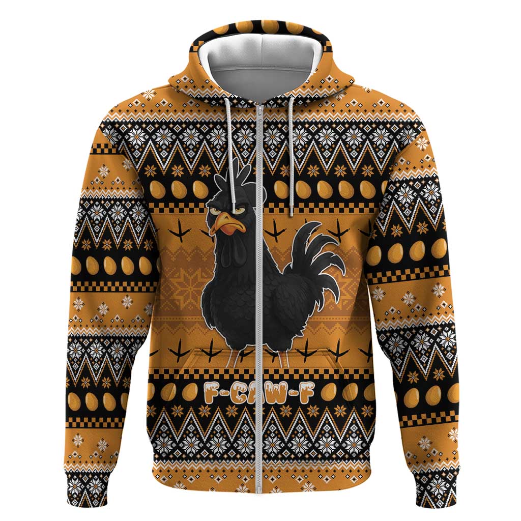 Chicken Christmas Zip Hoodie F Caw F - Wonder Print Shop