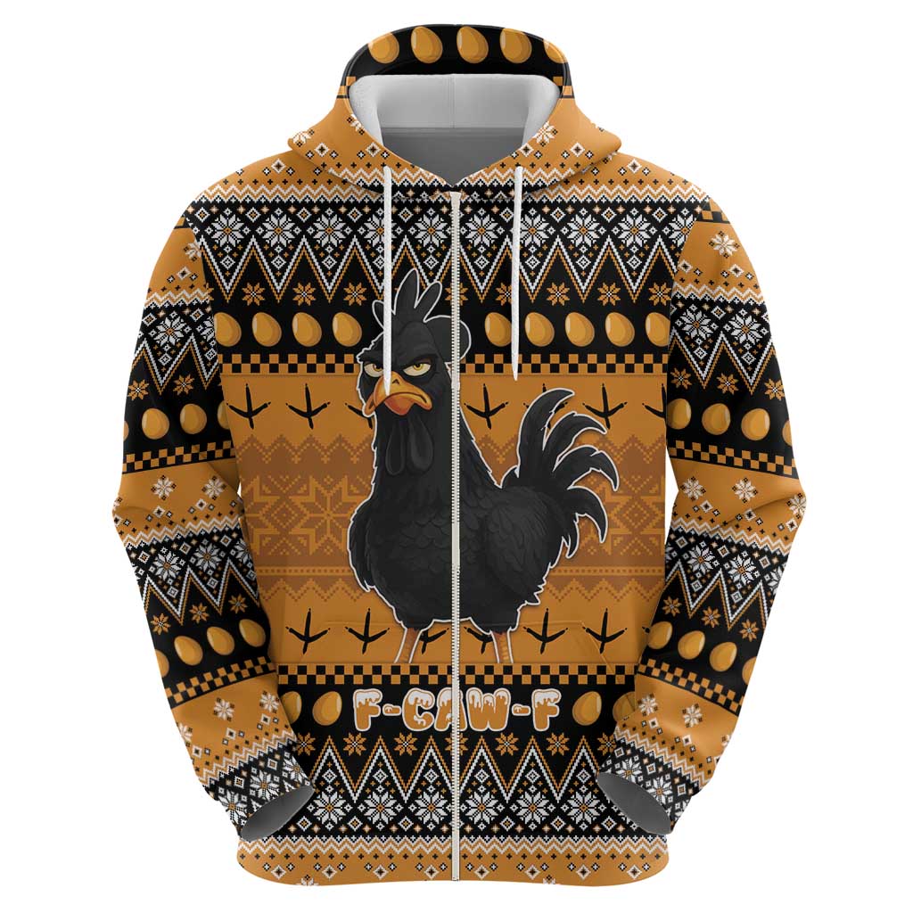 Chicken Christmas Zip Hoodie F Caw F - Wonder Print Shop