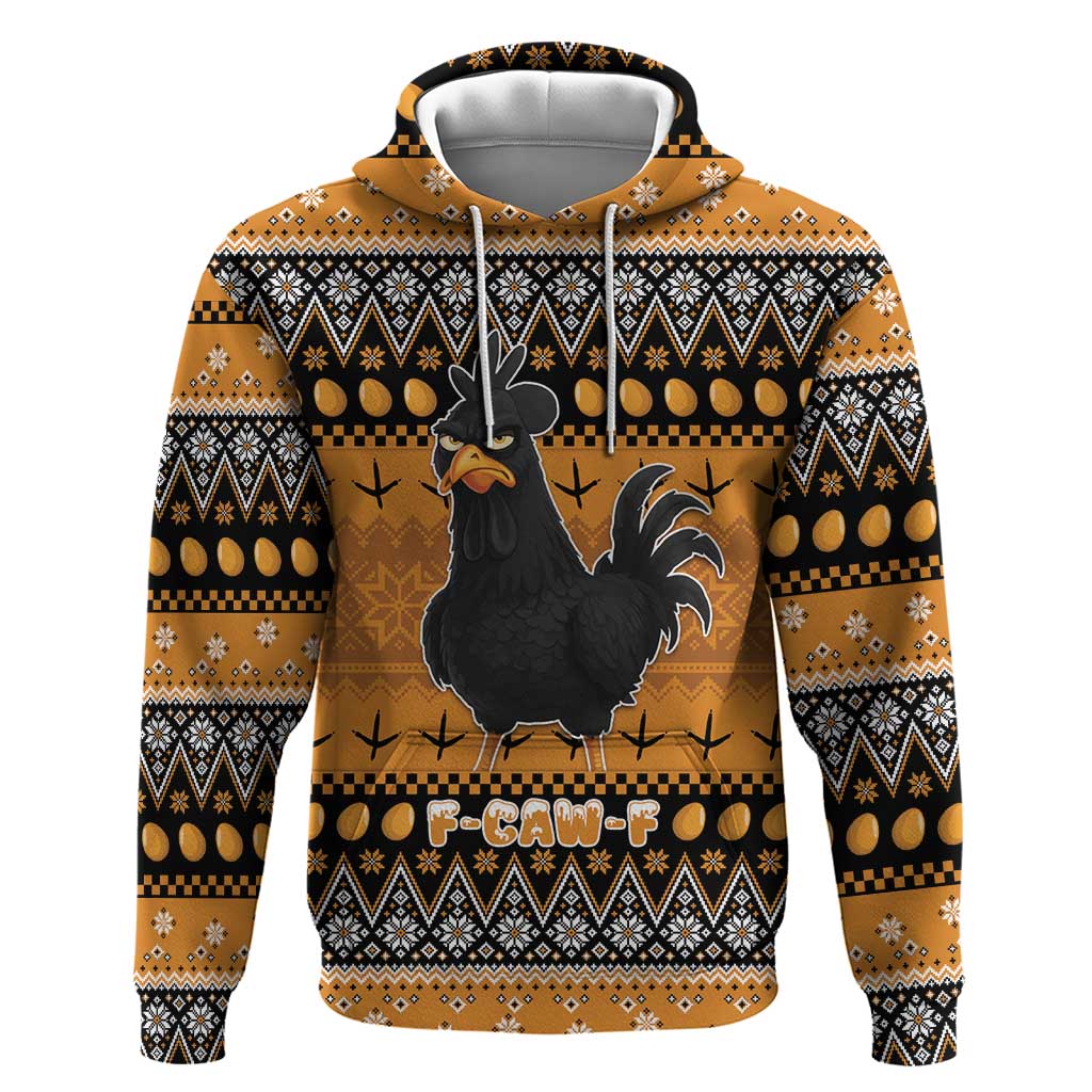 Chicken Christmas Zip Hoodie F Caw F - Wonder Print Shop
