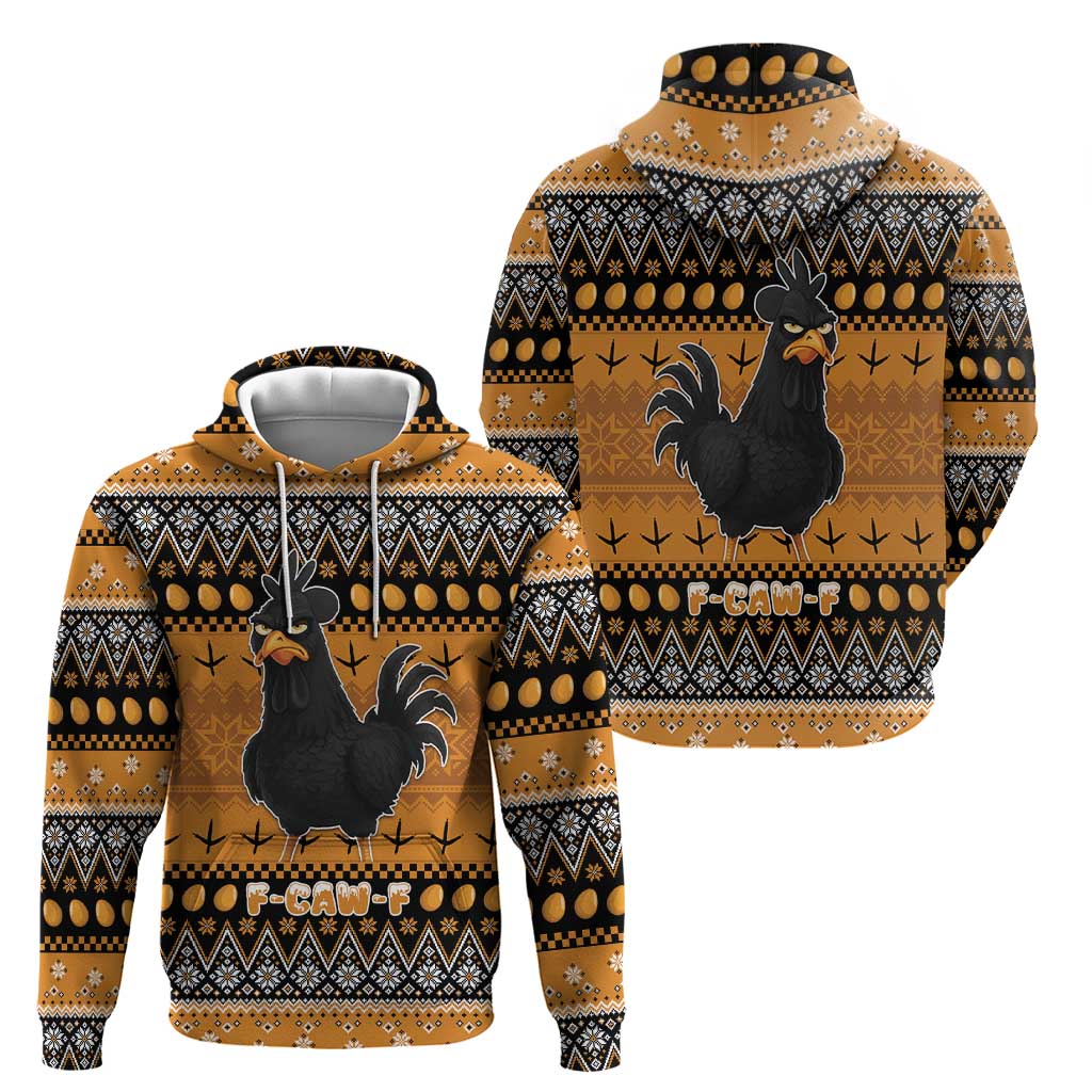 Chicken Christmas Zip Hoodie F Caw F - Wonder Print Shop