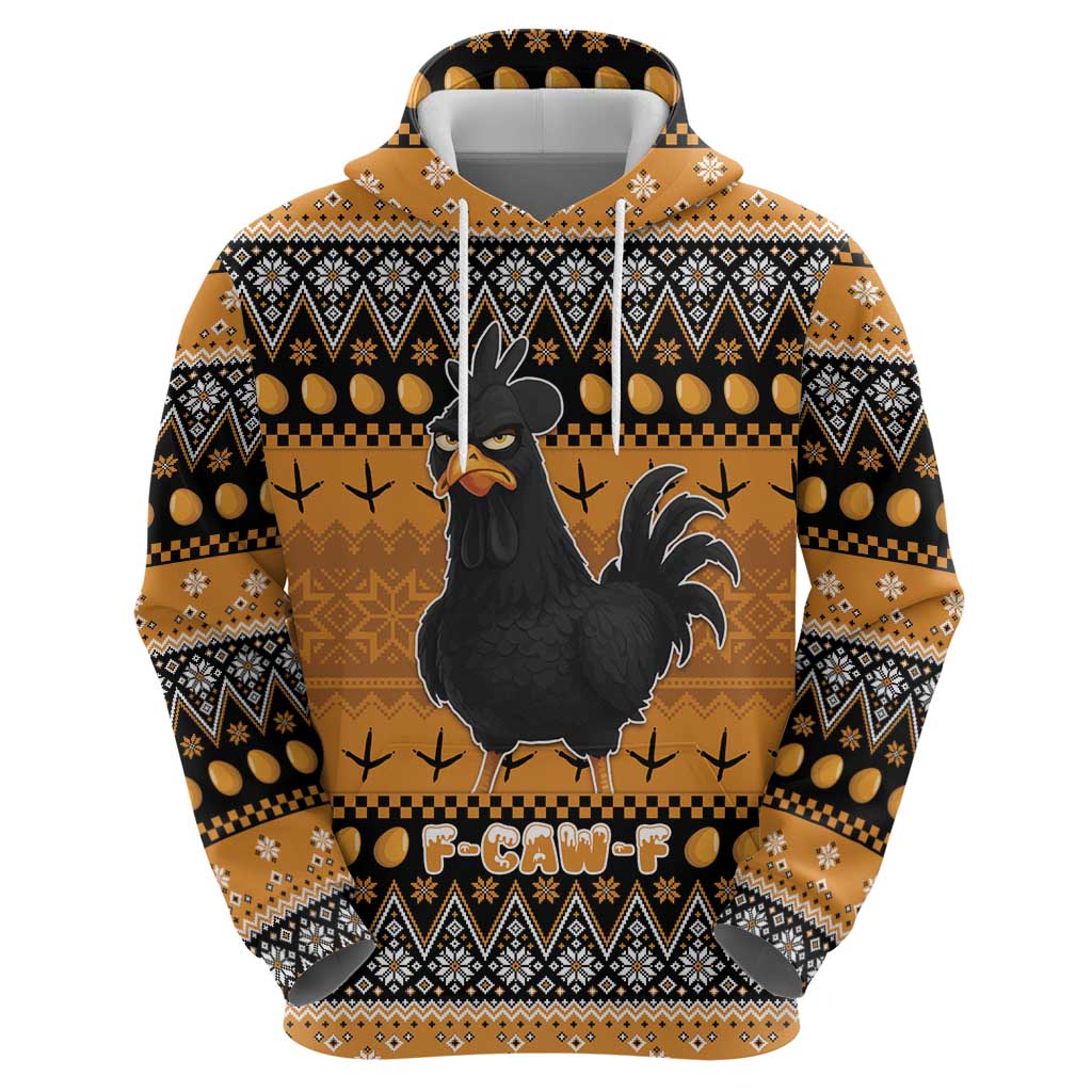 Chicken Christmas Zip Hoodie F Caw F - Wonder Print Shop