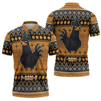 Chicken Christmas Zipper Polo Shirt F Caw F - Wonder Print Shop