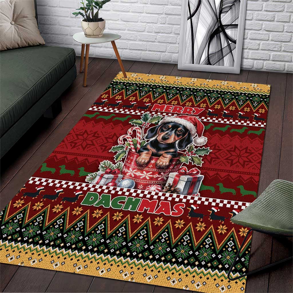 Dachshund Christmas Area Rug Merry Dachmas - Wonder Print Shop