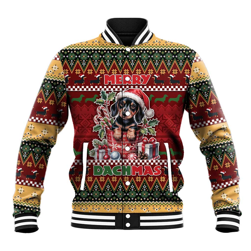 Dachshund Christmas Baseball Jacket Merry Dachmas - Wonder Print Shop