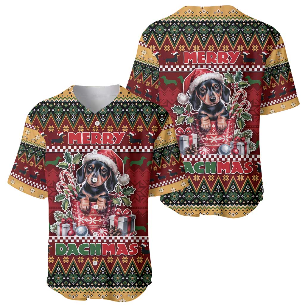 Dachshund Christmas Baseball Jersey Merry Dachmas - Wonder Print Shop