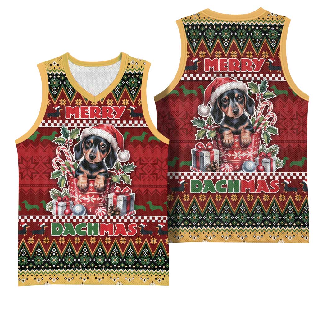 Dachshund Christmas Basketball Jersey Merry Dachmas - Wonder Print Shop