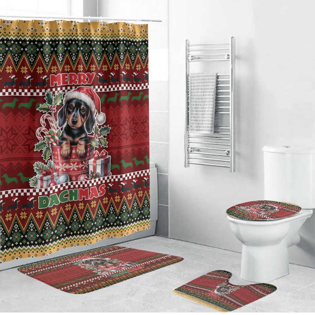 Dachshund Christmas Bathroom Set Merry Dachmas - Wonder Print Shop