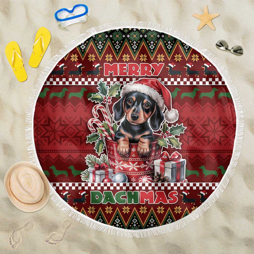 Dachshund Christmas Beach Blanket Merry Dachmas - Wonder Print Shop