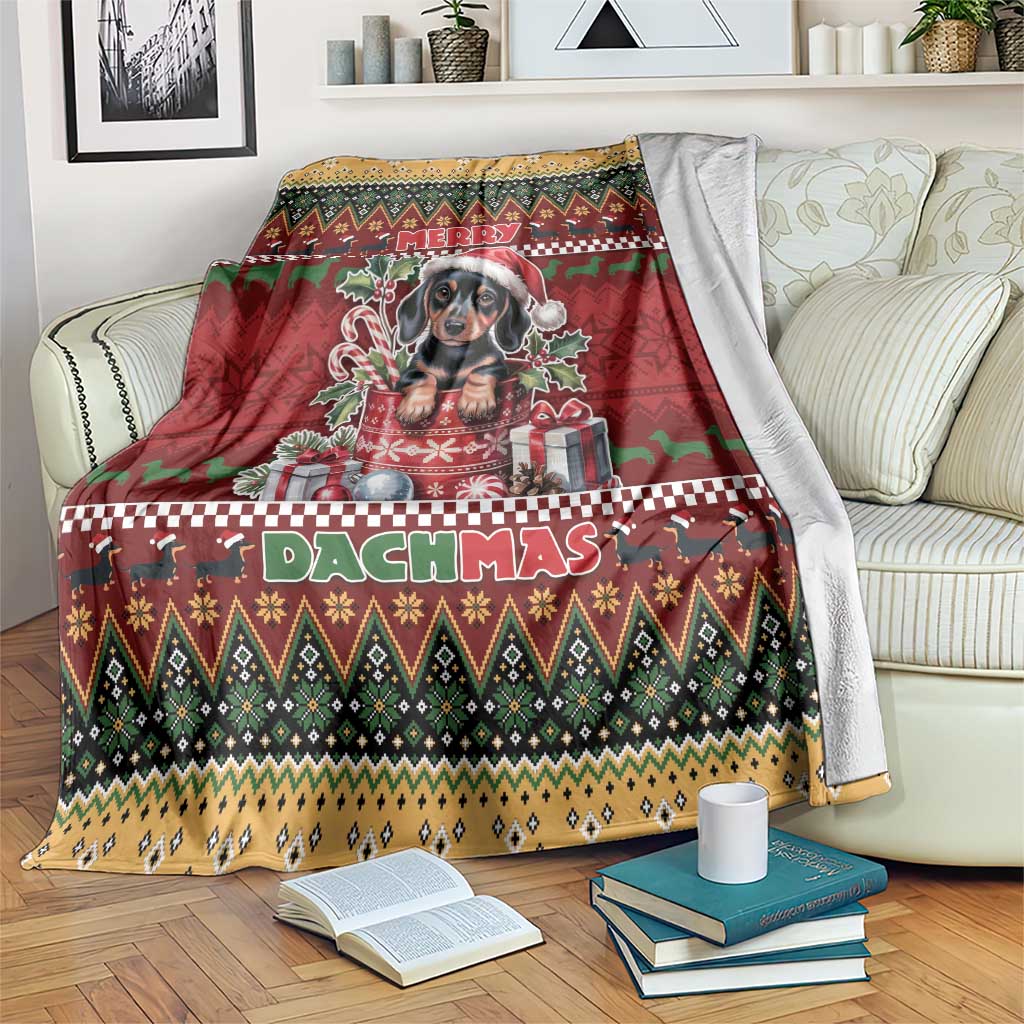 Dachshund Christmas Blanket Merry Dachmas - Wonder Print Shop