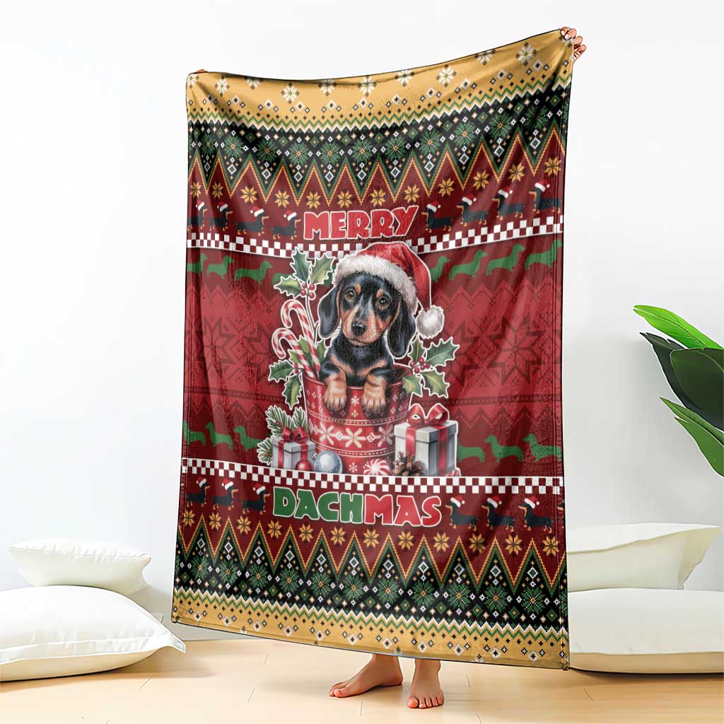 Dachshund Christmas Blanket Merry Dachmas - Wonder Print Shop