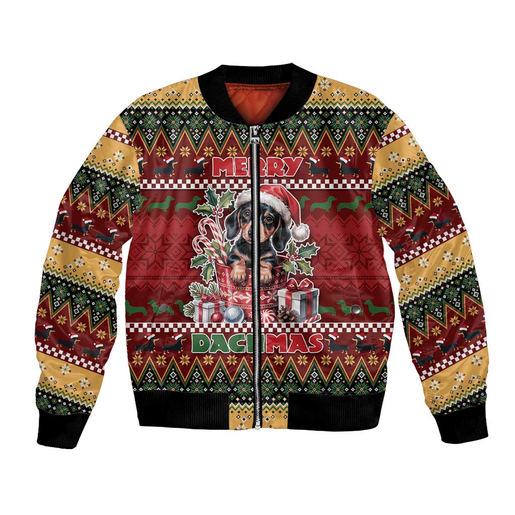 Dachshund Christmas Bomber Jacket Merry Dachmas - Wonder Print Shop