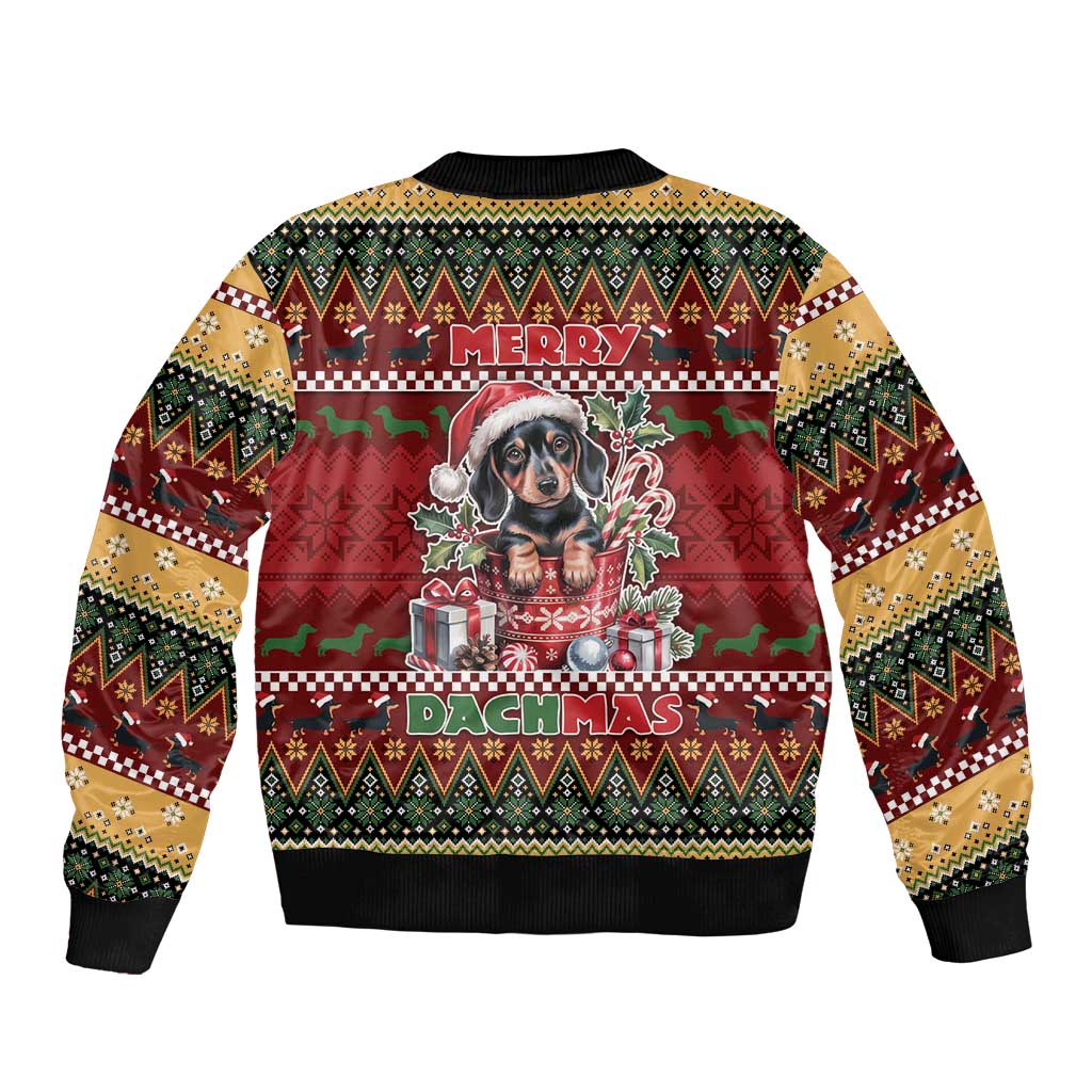Dachshund Christmas Bomber Jacket Merry Dachmas - Wonder Print Shop