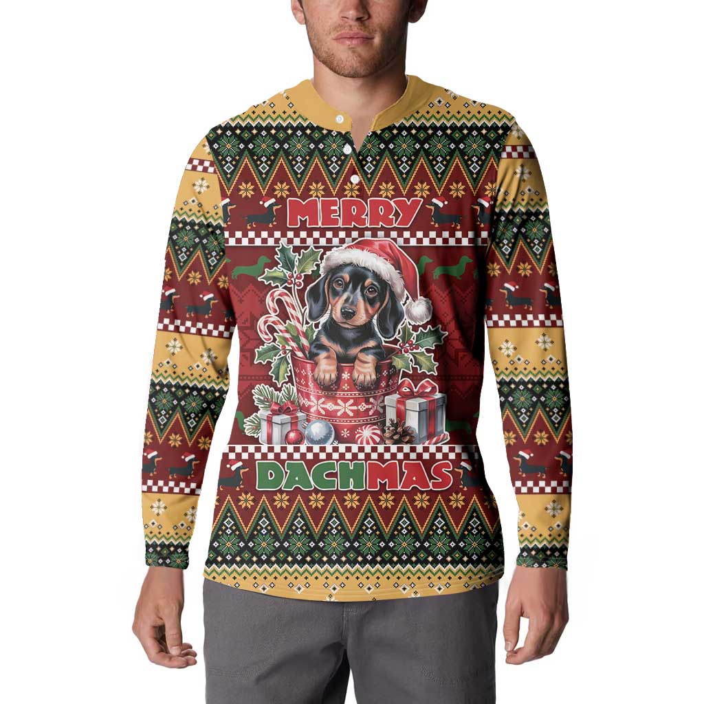 Dachshund Christmas Button Sweatshirt Merry Dachmas - Wonder Print Shop