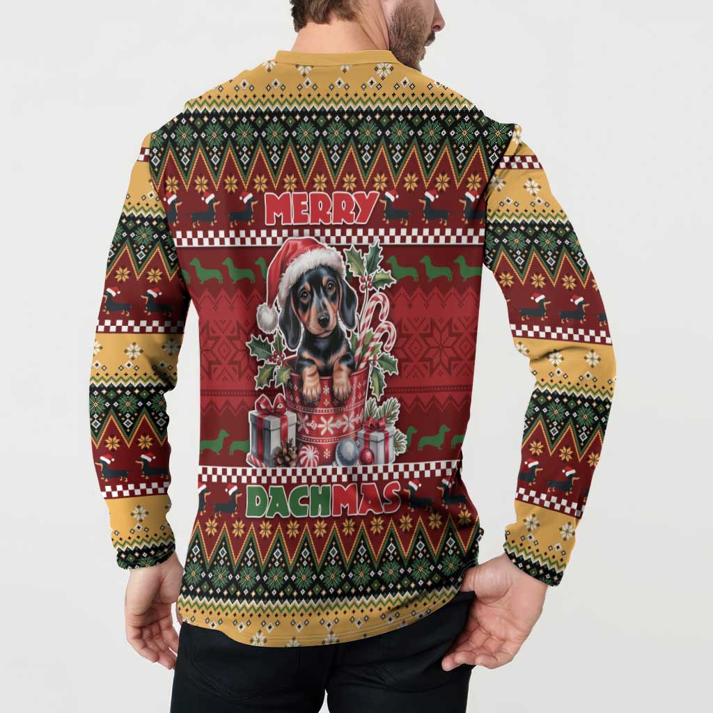 Dachshund Christmas Button Sweatshirt Merry Dachmas - Wonder Print Shop