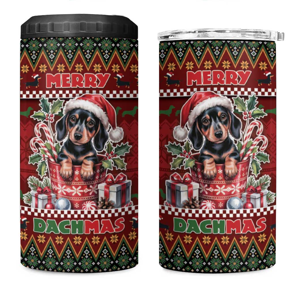 Dachshund Christmas 4 in 1 Can Cooler Tumbler Merry Dachmas - Wonder Print Shop