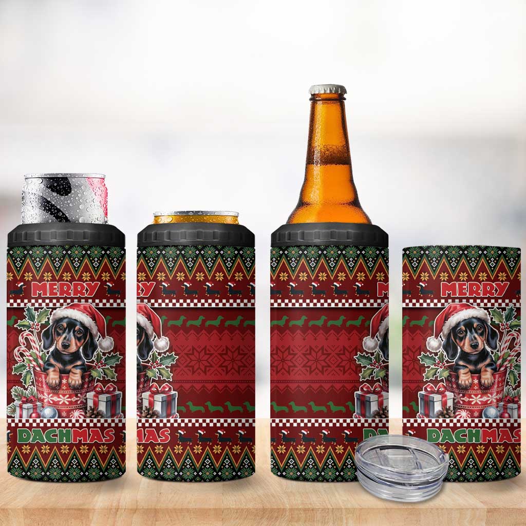 Dachshund Christmas 4 in 1 Can Cooler Tumbler Merry Dachmas - Wonder Print Shop