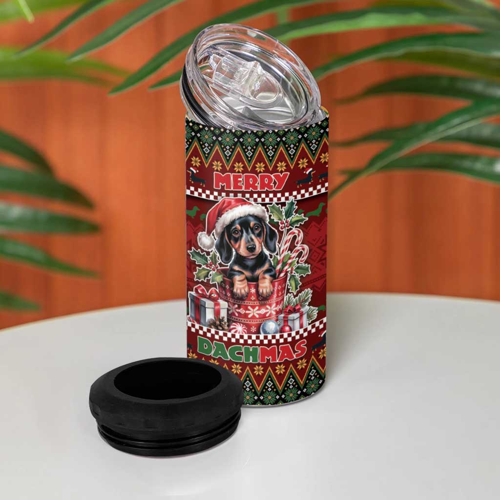 Dachshund Christmas 4 in 1 Can Cooler Tumbler Merry Dachmas - Wonder Print Shop