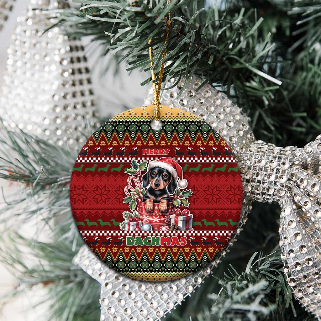 Dachshund Christmas Ceramic Ornament Merry Dachmas - Wonder Print Shop