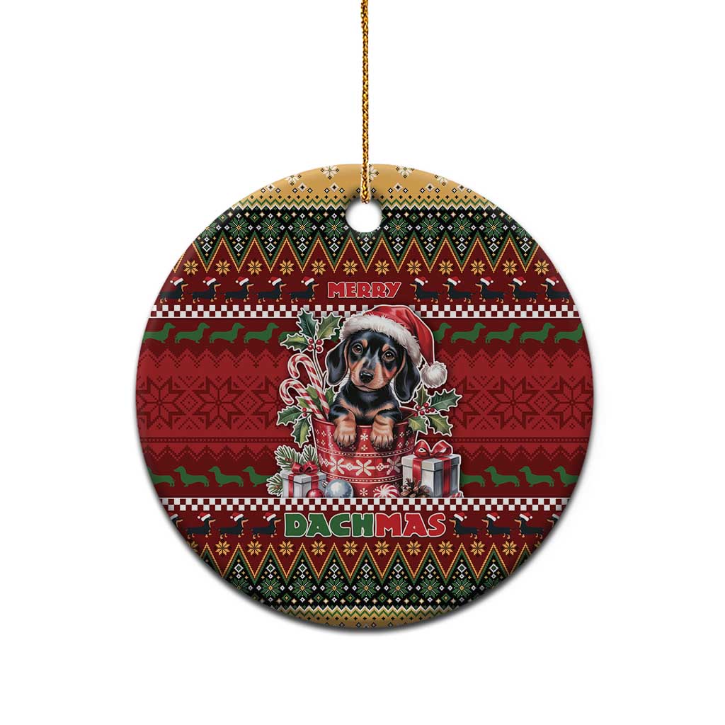 Dachshund Christmas Ceramic Ornament Merry Dachmas - Wonder Print Shop