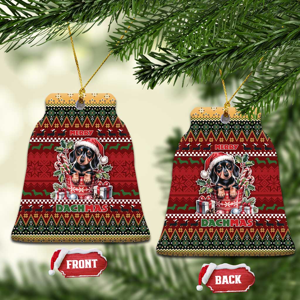 Dachshund Christmas Ceramic Ornament Merry Dachmas - Wonder Print Shop
