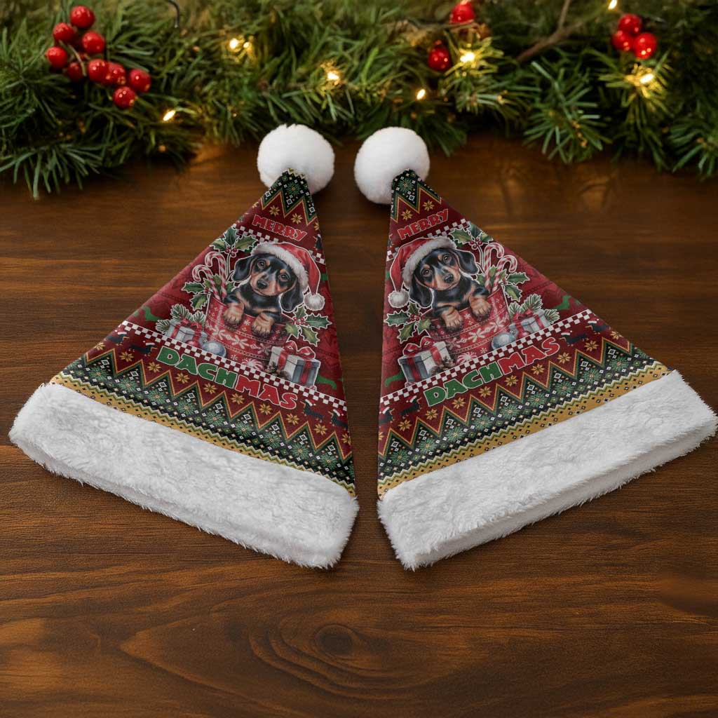Dachshund Christmas Santa Hat Merry Dachmas - Wonder Print Shop