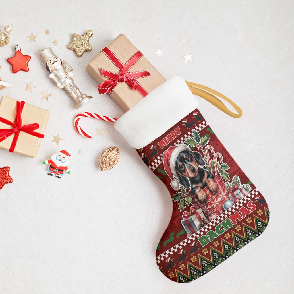 Dachshund Christmas Stocking Merry Dachmas - Wonder Print Shop