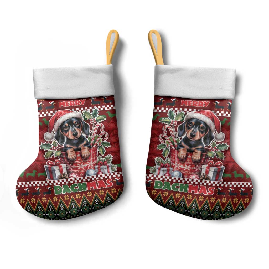 Dachshund Christmas Stocking Merry Dachmas - Wonder Print Shop