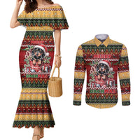 Dachshund Christmas Couples Matching Mermaid Dress and Long Sleeve Button Shirt Merry Dachmas - Wonder Print Shop