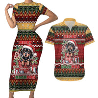 Dachshund Christmas Couples Matching Short Sleeve Bodycon Dress and Hawaiian Shirt Merry Dachmas - Wonder Print Shop
