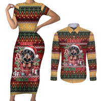 Dachshund Christmas Couples Matching Short Sleeve Bodycon Dress and Long Sleeve Button Shirt Merry Dachmas - Wonder Print Shop