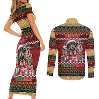 Dachshund Christmas Couples Matching Short Sleeve Bodycon Dress and Long Sleeve Button Shirt Merry Dachmas - Wonder Print Shop